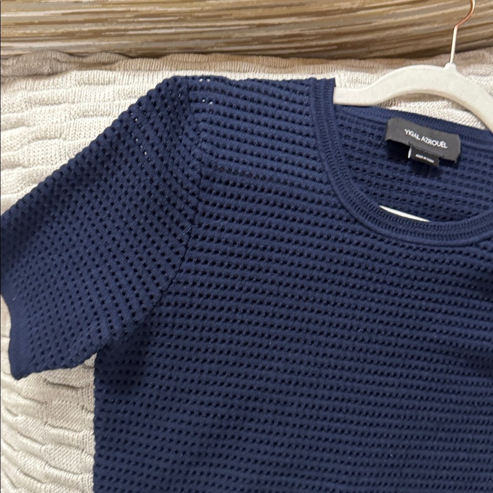 Yigal Azrouel  Navy Textured Women's Top